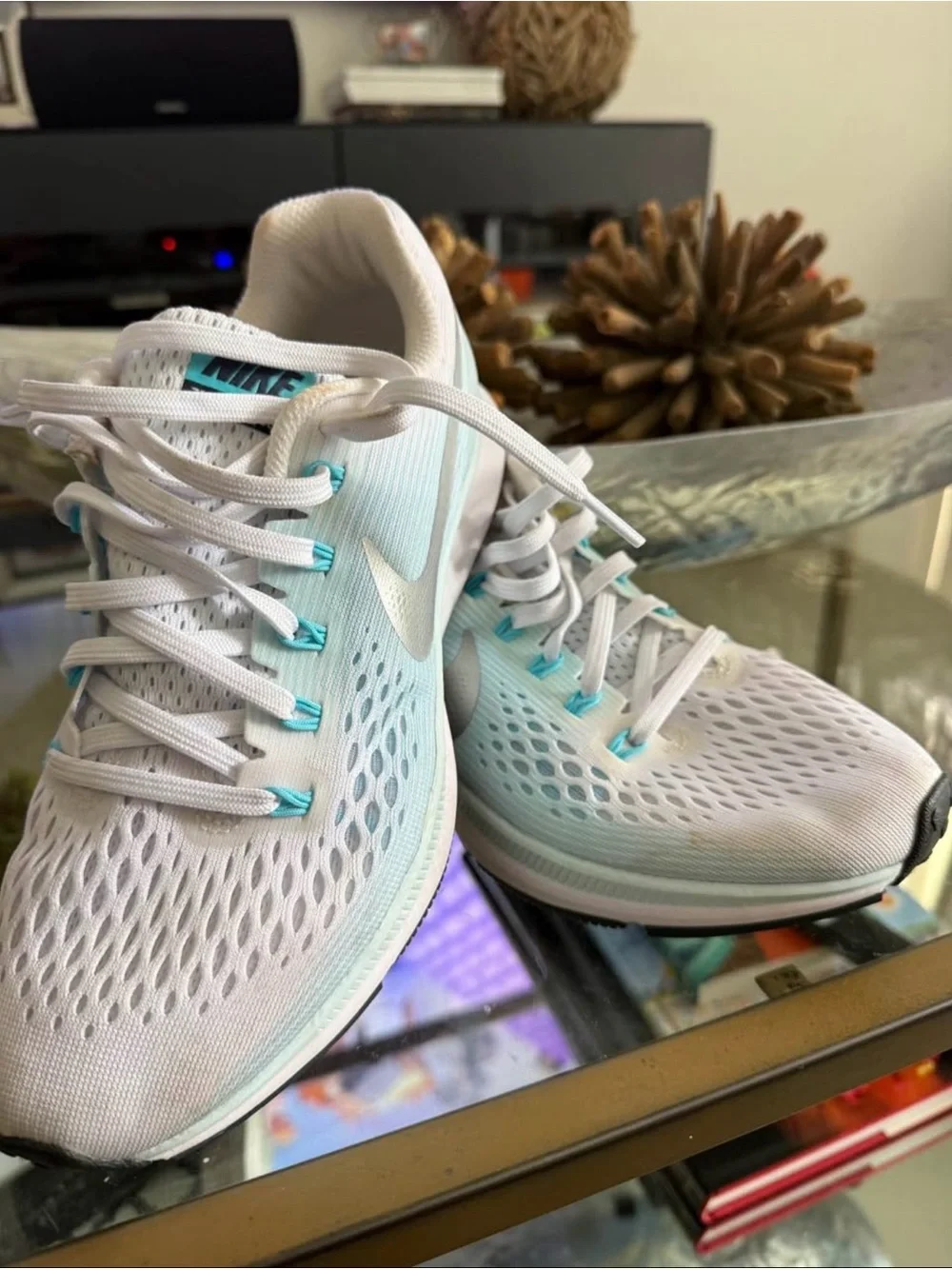Nike Women’s White Sneakers with Teal Accents